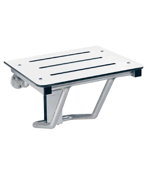 Shower/Dressing Area Seat, Ivory Phenolic and Satin Finish, 18" Wide