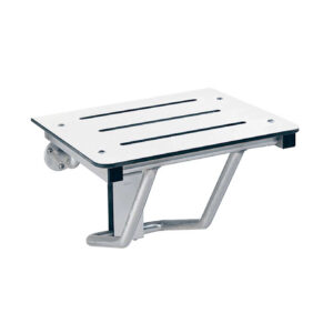 Shower Dressing Area Seat, Ivory Phenolic and Satin Finish, 18" Wide